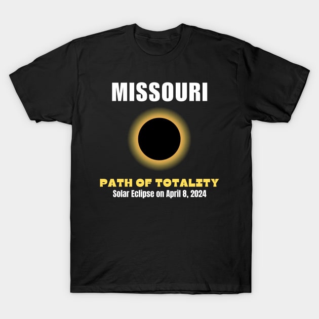 Missouri Path Of Totality Solar Eclipse On April 8 2024 T-Shirt by Mojakolane